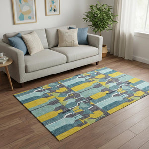 HomeRoots 5' X 8' Vibrant Geometric Area Rug – Washable, UV-Protected, Stain-Resistant, Perfect for Active Homes! 645543