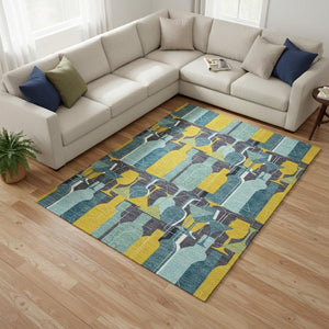 HomeRoots 8' X 10' Vibrant Geometric Washable Area Rug with UV Protection – Perfect for Homes with Kids & Pets! 645545
