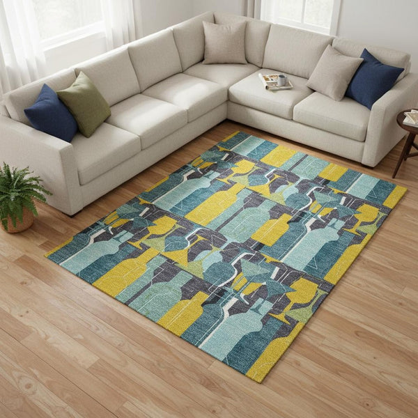 HomeRoots 8' X 10' Vibrant Geometric Washable Area Rug with UV Protection – Perfect for Homes with Kids & Pets! 645545