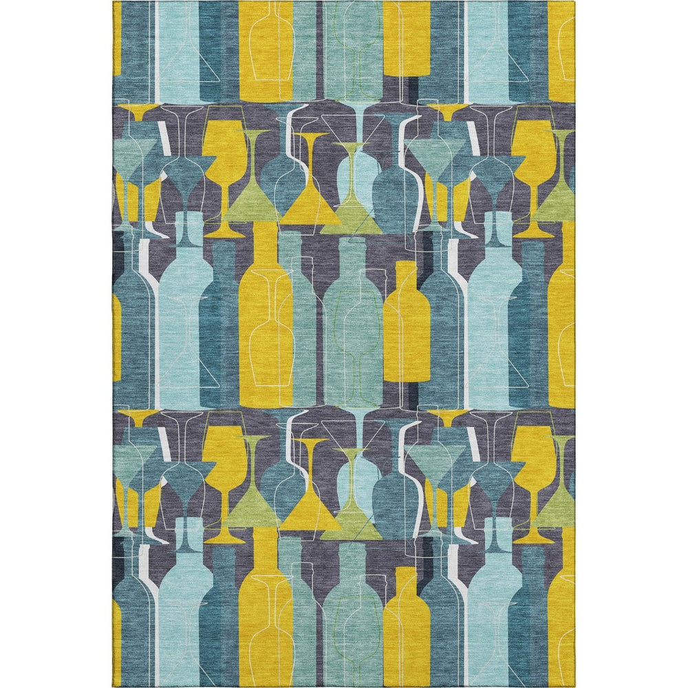 HomeRoots 10' Blue Yellow and Green Geometric Washable Area Rug - UV Protected, Perfect for High-Traffic Spaces 645547