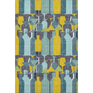 HomeRoots 10' Blue Yellow and Green Geometric Washable Area Rug - UV Protected, Perfect for High-Traffic Spaces 645547
