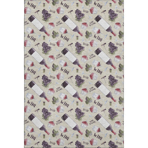 HomeRoots 5' X 8' Stylish Geometric Area Rug in Ivory, Purple & Green - Machine Washable & UV Protected! 645549