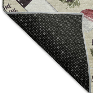 HomeRoots 5' X 8' Stylish Geometric Area Rug in Ivory, Purple & Green - Machine Washable & UV Protected! 645549