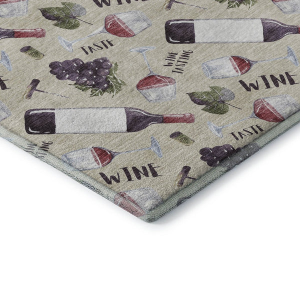 HomeRoots 5' X 8' Stylish Geometric Area Rug in Ivory, Purple & Green - Machine Washable & UV Protected! 645549