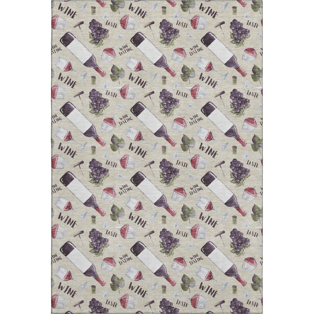 HomeRoots 8' X 10' Washable Geometric Area Rug in Ivory, Purple & Green – Stylish, Durable & UV Protected! 645551