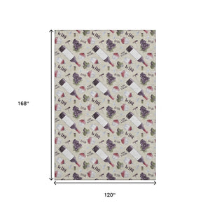 HomeRoots 10' X 14' Modern Ivory Purple Green Geometric Washable Area Rug with UV Protection & Comfort 645553