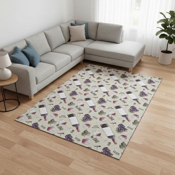 HomeRoots 10' X 14' Modern Ivory Purple Green Geometric Washable Area Rug with UV Protection & Comfort 645553