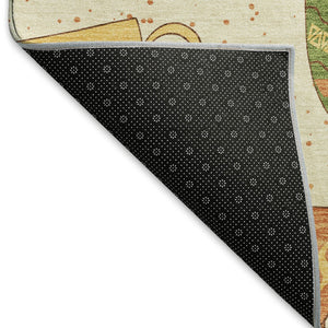 HomeRoots 9' X 12' Washable Area Rug in Ivory, Orange, and Green - Durable Geometric Design with UV Protection 645558