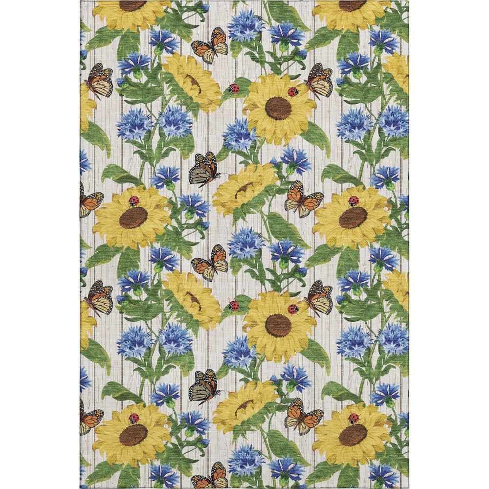 HomeRoots 5' X 8' Vibrant Geometric Washable Area Rug with UV Protection - Perfect for Kids, Pets, and Sunlit Spaces 645561