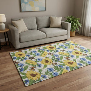 HomeRoots 5' X 8' Vibrant Geometric Washable Area Rug with UV Protection - Perfect for Kids, Pets, and Sunlit Spaces 645561