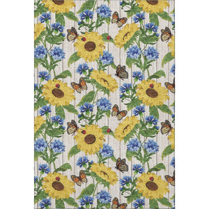 HomeRoots 8' x 10' Vibrant Geometric Washable Area Rug in Yellow, Green & Blue – Durable, UV Protected & Family-Friendly 645563