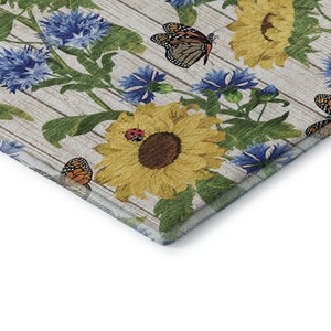 HomeRoots 10' Vibrant Geometric Washable Area Rug in Yellow, Green & Blue - UV Protected & Stain Resistant! 645565