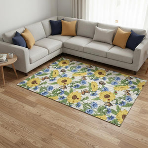 HomeRoots 10' Vibrant Geometric Washable Area Rug in Yellow, Green & Blue - UV Protected & Stain Resistant! 645565