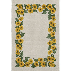 HomeRoots 8' X 10' Vibrant Yellow-Green and Ivory Geometric Area Rug - Washable, UV Protected, Stain-Resistant! 645569