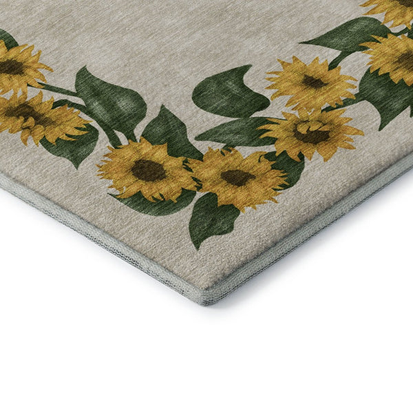 HomeRoots 8' X 10' Vibrant Yellow-Green and Ivory Geometric Area Rug - Washable, UV Protected, Stain-Resistant! 645569