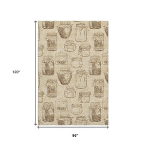 HomeRoots 8' X 10' Beige and Brown Geometric Area Rug - Machine Washable, UV Protected, Stain Resistant Design 645575