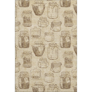 HomeRoots 8' X 10' Beige and Brown Geometric Area Rug - Machine Washable, UV Protected, Stain Resistant Design 645575
