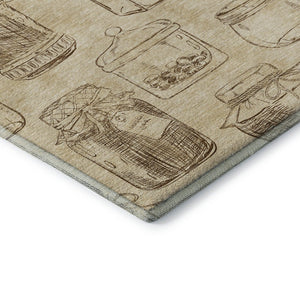 HomeRoots 8' X 10' Beige and Brown Geometric Area Rug - Machine Washable, UV Protected, Stain Resistant Design 645575