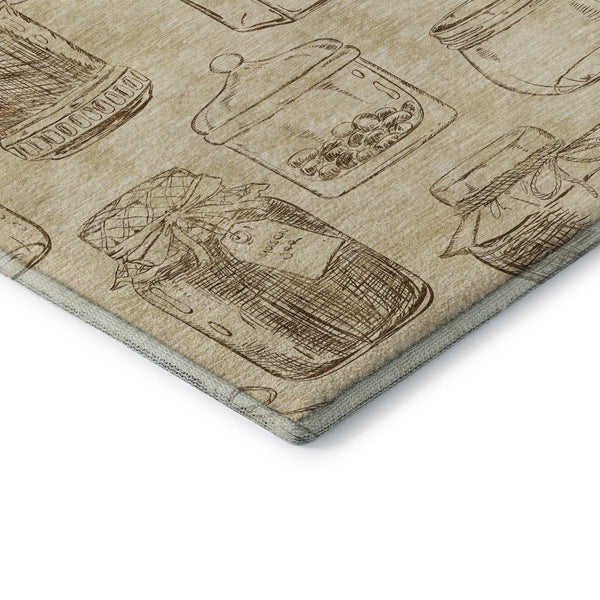 HomeRoots 8' X 10' Beige and Brown Geometric Area Rug - Machine Washable, UV Protected, Stain Resistant Design 645575
