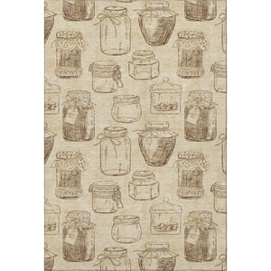 HomeRoots 9' X 12' Beige and Brown Geometric Area Rug - Washable, UV-Resistant, Stylish for High-Traffic Spaces 645576