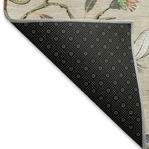 HomeRoots 9' Washable Beige, Blue & Peach Geometric Area Rug with UV Protection - Perfect for Busy Homes! 645582