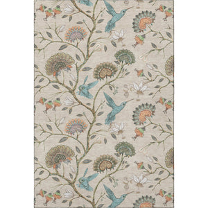 HomeRoots 9' Washable Beige, Blue & Peach Geometric Area Rug with UV Protection - Perfect for Busy Homes! 645582