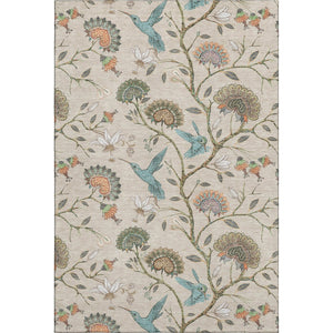 HomeRoots 10' Washable Beige, Blue & Peach Geometric Area Rug with UV Protection for High-Traffic Spaces 645583