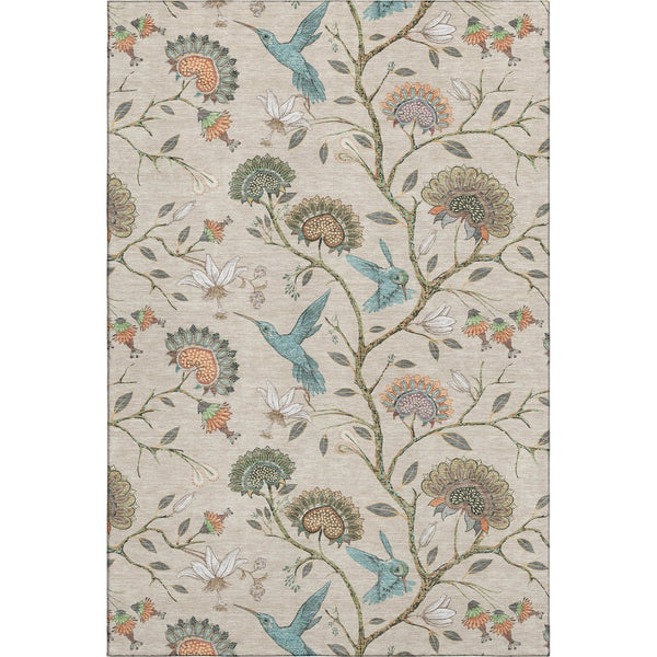 HomeRoots 10' Washable Beige, Blue & Peach Geometric Area Rug with UV Protection for High-Traffic Spaces 645583
