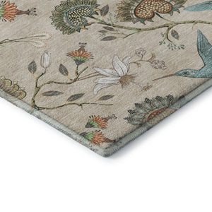 HomeRoots 10' Washable Beige, Blue & Peach Geometric Area Rug with UV Protection for High-Traffic Spaces 645583