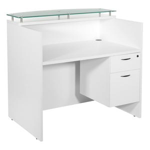 OSP Home Furnishings Napa Tempered Glass Desk Top for Reception Areas with Standoff Hardware Included NAP-126