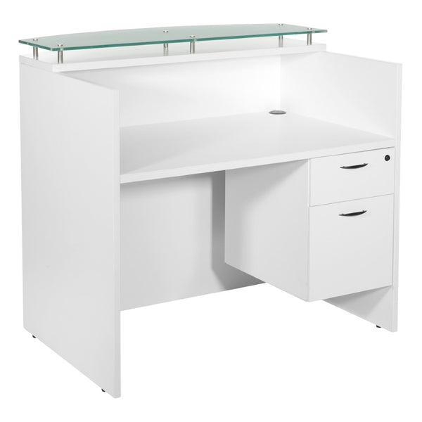 OSP Home Furnishings Napa Tempered Glass Desk Top for Reception Areas with Standoff Hardware Included NAP-126