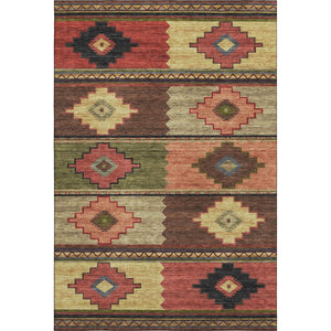 HomeRoots 10' X 14' Vibrant Rust Green & Gold Geometric Area Rug - Washable, UV Protected, Durable Design! 645613