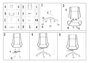 HomeRoots White Rosewood Executive Chair - Adjustable Height Swivel Rolling Design with Genuine Leather Comfort 645615