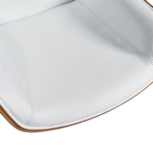HomeRoots White Rosewood Executive Chair - Adjustable Height Swivel Rolling Design with Genuine Leather Comfort 645615