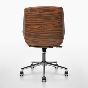 HomeRoots Brown Rosewood Conference Chair with Swivel, Height Adjustment & Leather - Stylish Office Comfort 645616