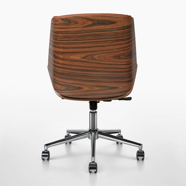 HomeRoots Brown Rosewood Conference Chair with Swivel, Height Adjustment & Leather - Stylish Office Comfort 645616