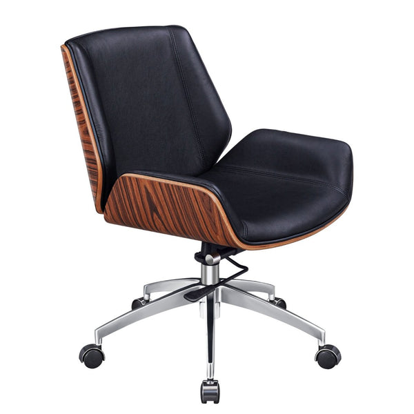 HomeRoots Black Rosewood and Silver Swivel Office Chair - Adjustable, Ergonomic, Durable for Home or Office 645617