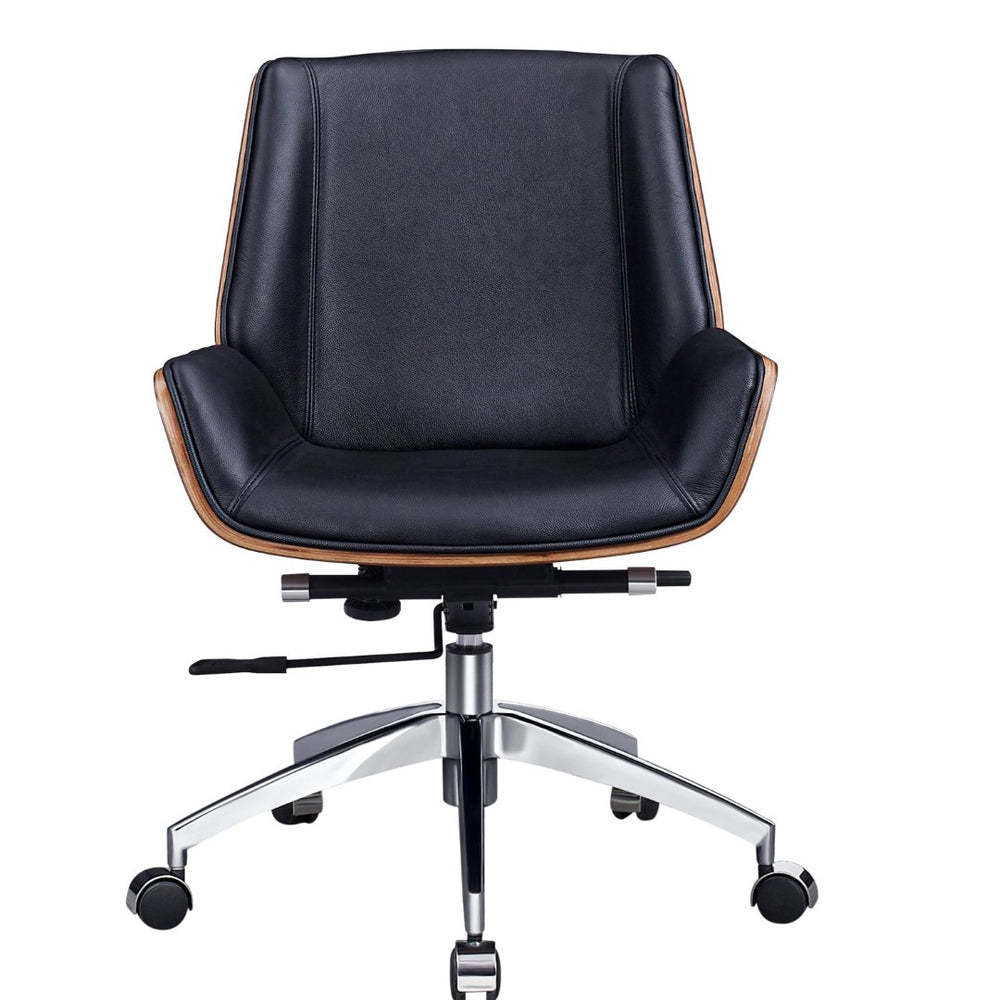 HomeRoots Black Rosewood and Silver Swivel Office Chair - Adjustable, Ergonomic, Durable for Home or Office 645617