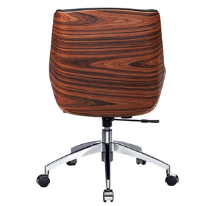 HomeRoots Black Rosewood and Silver Swivel Office Chair - Adjustable, Ergonomic, Durable for Home or Office 645617