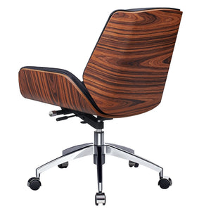 HomeRoots Black Rosewood and Silver Swivel Office Chair - Adjustable, Ergonomic, Durable for Home or Office 645617