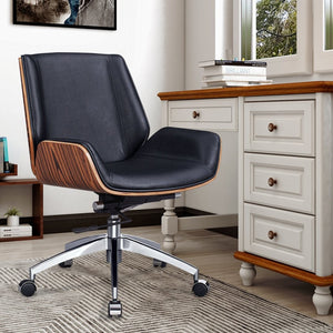 HomeRoots Black Rosewood and Silver Swivel Office Chair - Adjustable, Ergonomic, Durable for Home or Office 645617