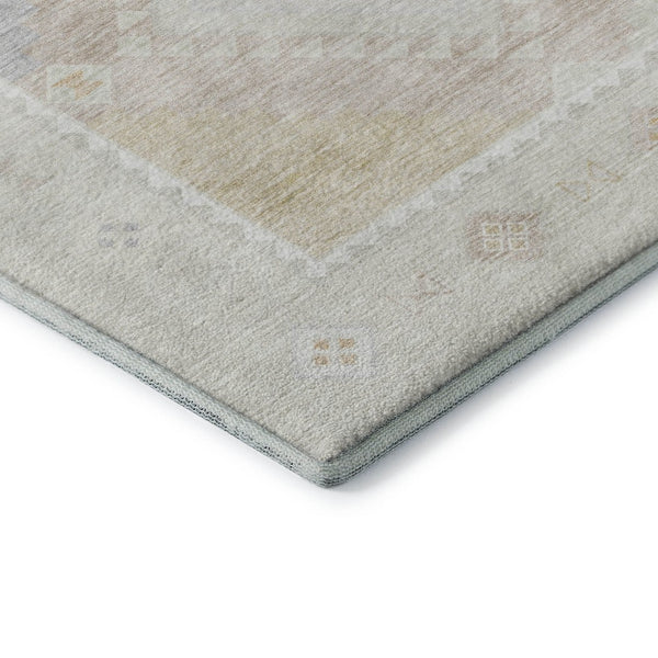 HomeRoots 5' X 8' Gray And Ivory Geometric Area Rug – Stylish, Washable, Stain-Resistant with UV Protection! 645620