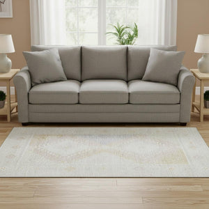 HomeRoots 5' X 8' Gray And Ivory Geometric Area Rug – Stylish, Washable, Stain-Resistant with UV Protection! 645620