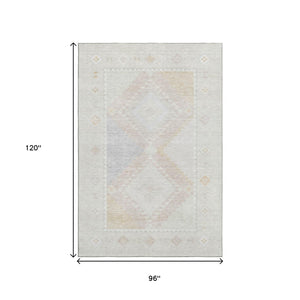 HomeRoots 8' X 10' Stylish Gray and Ivory Geometric Area Rug – Washable, UV-Protected, and Kid-Friendly Design! 645622