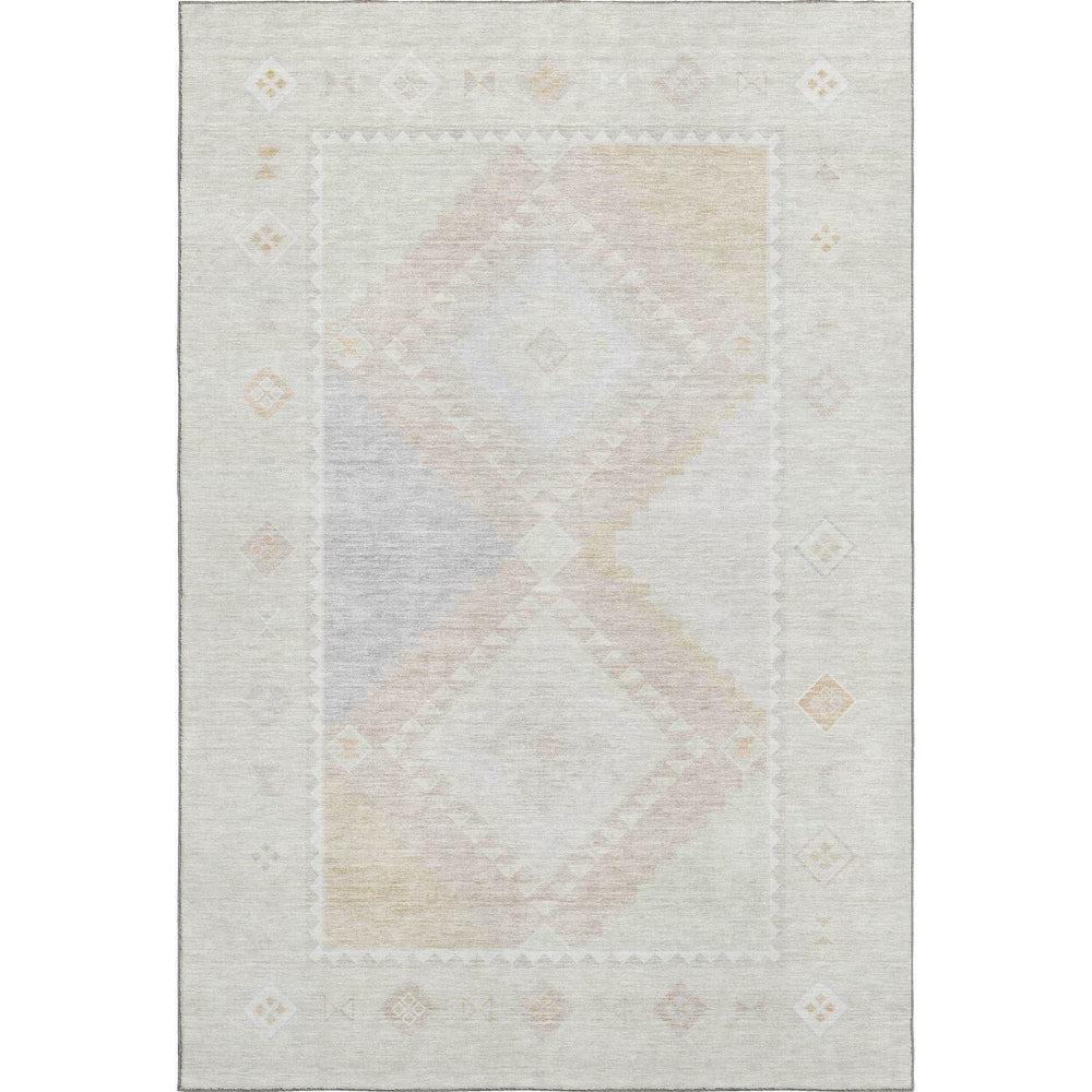 HomeRoots 9' X 12' Gray & Ivory Geometric Area Rug - Washable, UV-Protected, Stain-Resistant, Stylish Design 645623