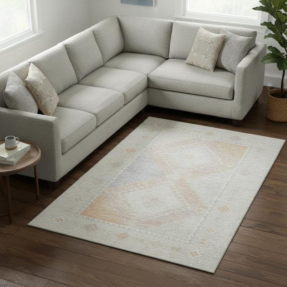 HomeRoots 9' X 12' Gray & Ivory Geometric Area Rug - Washable, UV-Protected, Stain-Resistant, Stylish Design 645623