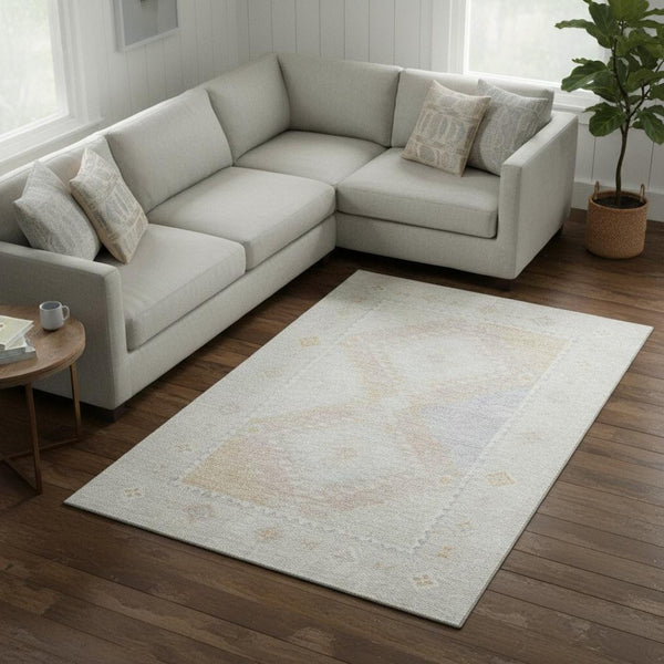 HomeRoots 10' X 14' Gray and Ivory Geometric Washable Area Rug - Durable, Stain-Resistant, UV Protected Design 645624