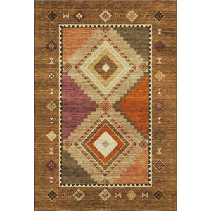 HomeRoots 8' X 10' Stylish Brown, Orange & Beige Geometric Washable Area Rug with UV Protection & Durability 645640