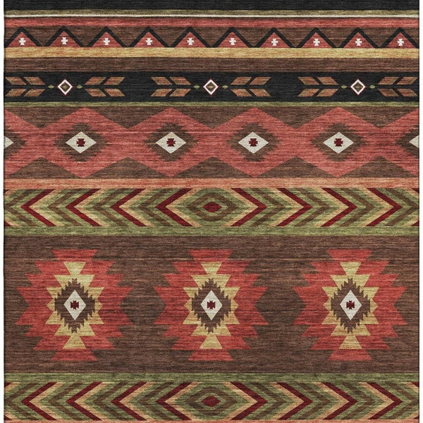 HomeRoots 5' X 8' Southwestern Geometric Washable Area Rug – UV Protected, Durable, Stylish for High Traffic Spaces 645656