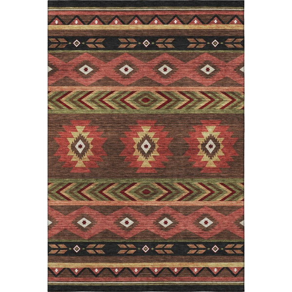 HomeRoots 5' X 8' Southwestern Geometric Washable Area Rug – UV Protected, Durable, Stylish for High Traffic Spaces 645656